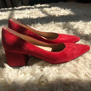 Suede red heels